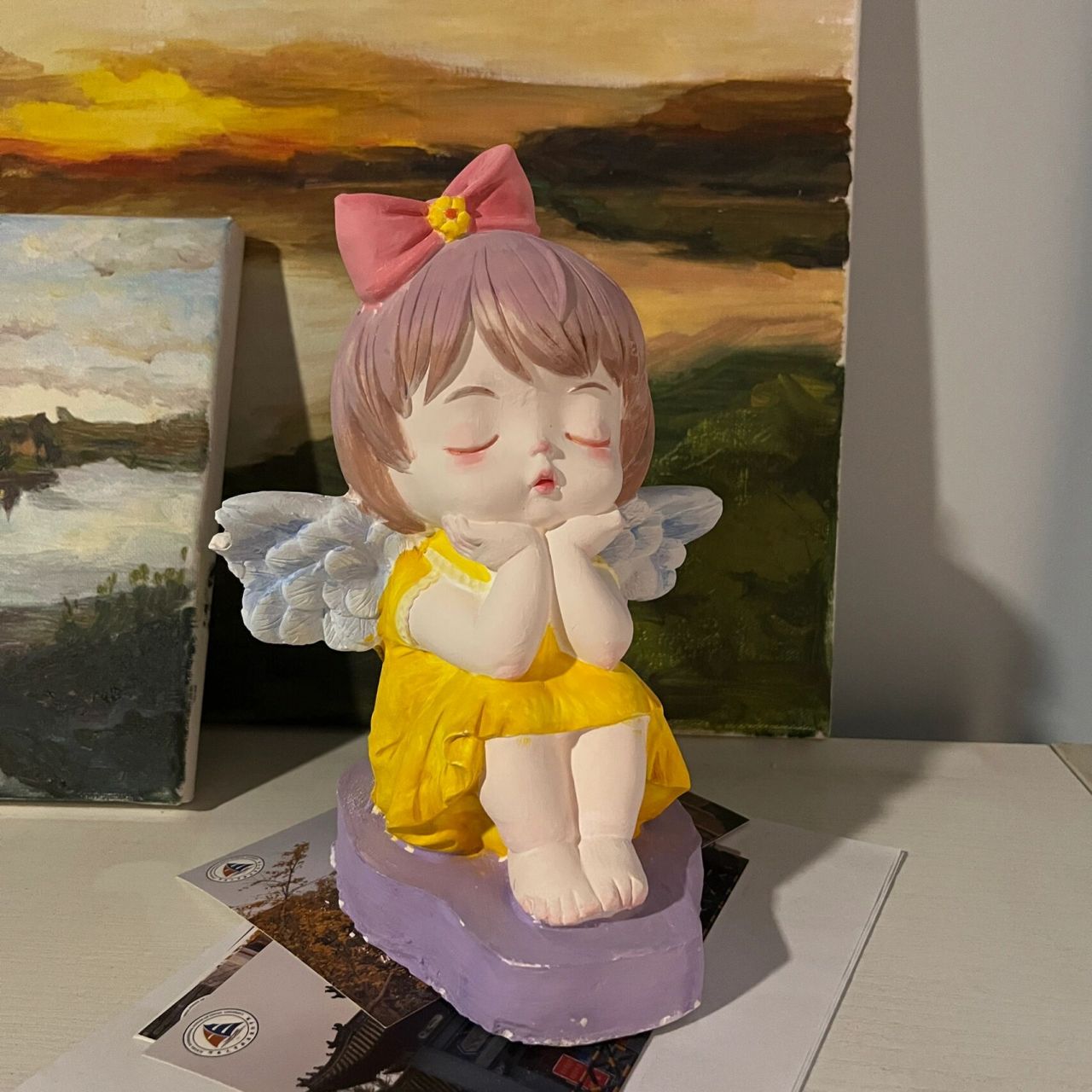 一个半小时画的小天使石膏娃娃～ 这个石膏娃娃的造型真的是我见过最