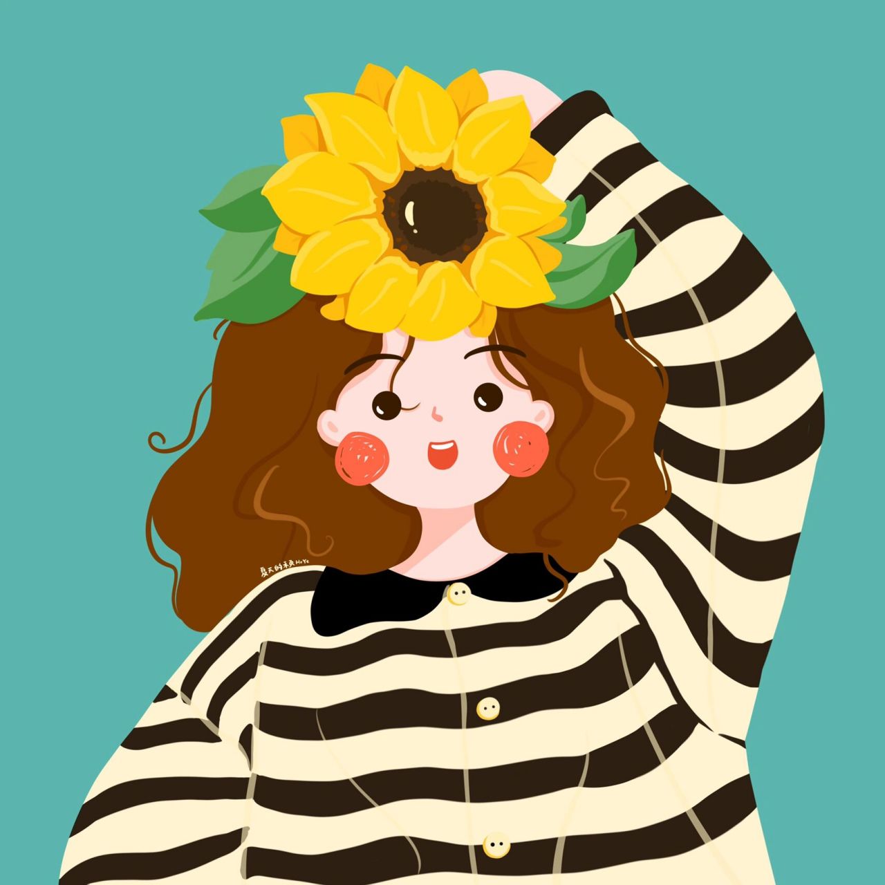 头像 | 头顶向日葵花的可爱女生 向日葵的花语是勇敢追求97 希望你