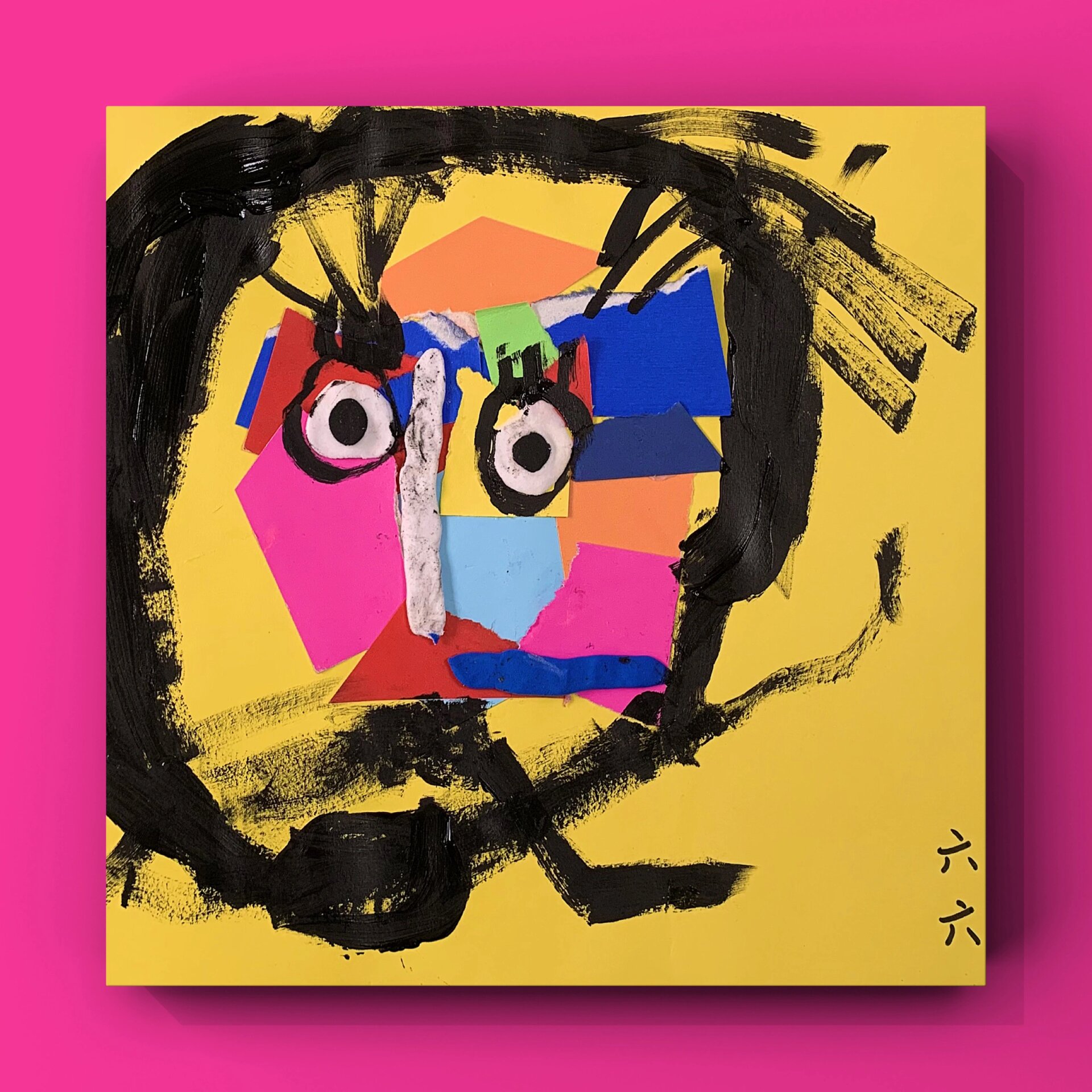 3-4岁小朋友创意美术作品《抽象的人脸》