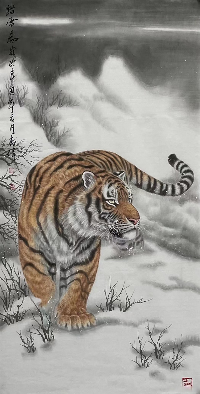 画家高伟老师老虎#艺术##国画