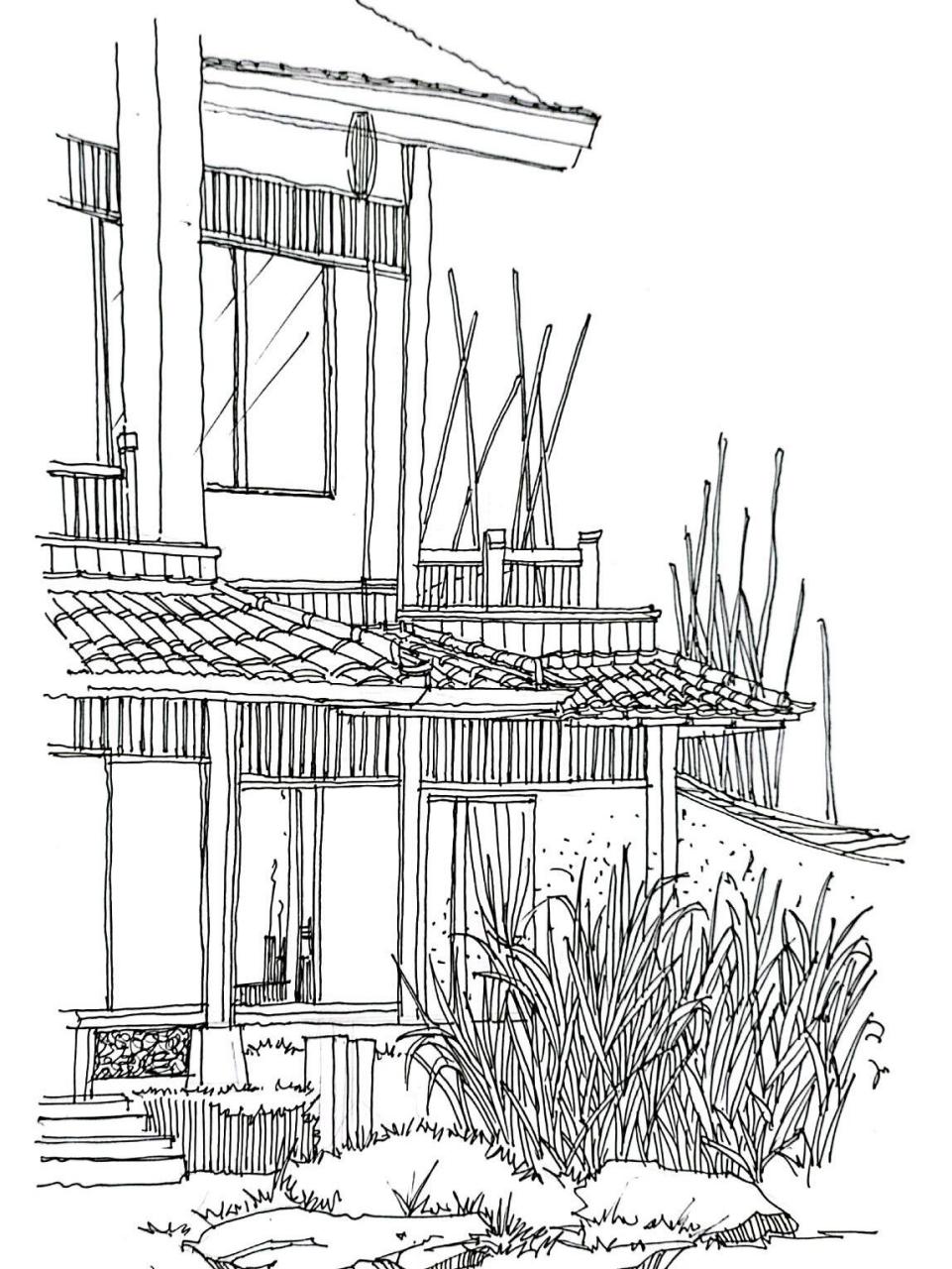 速写丨夏树丨今天发个简单些的建筑速写步骤 注:临摹图禁止商用,仅供