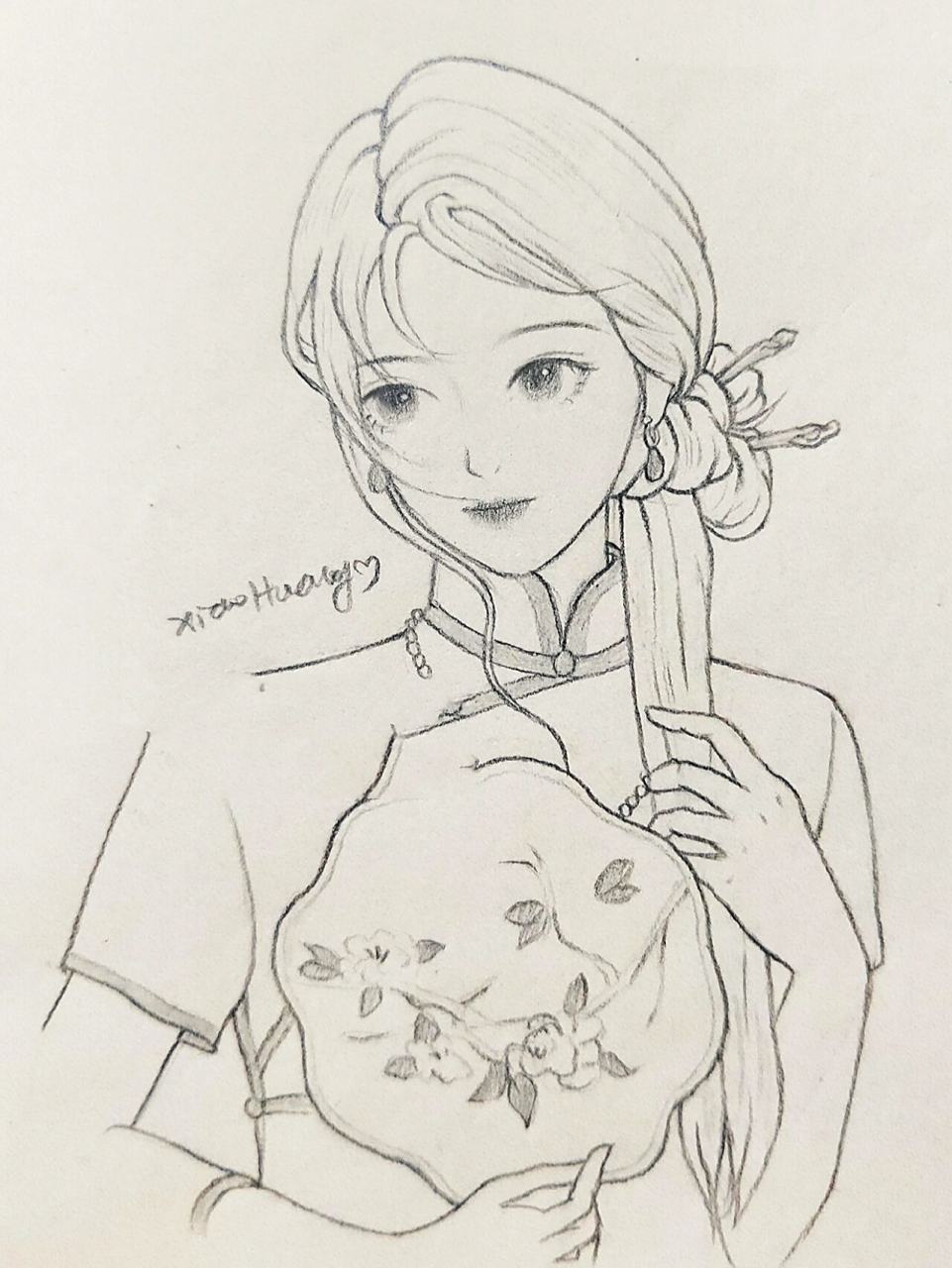 古典旗袍人物线稿教程95含步骤图 再画个旗袍美女子吧好温婉的