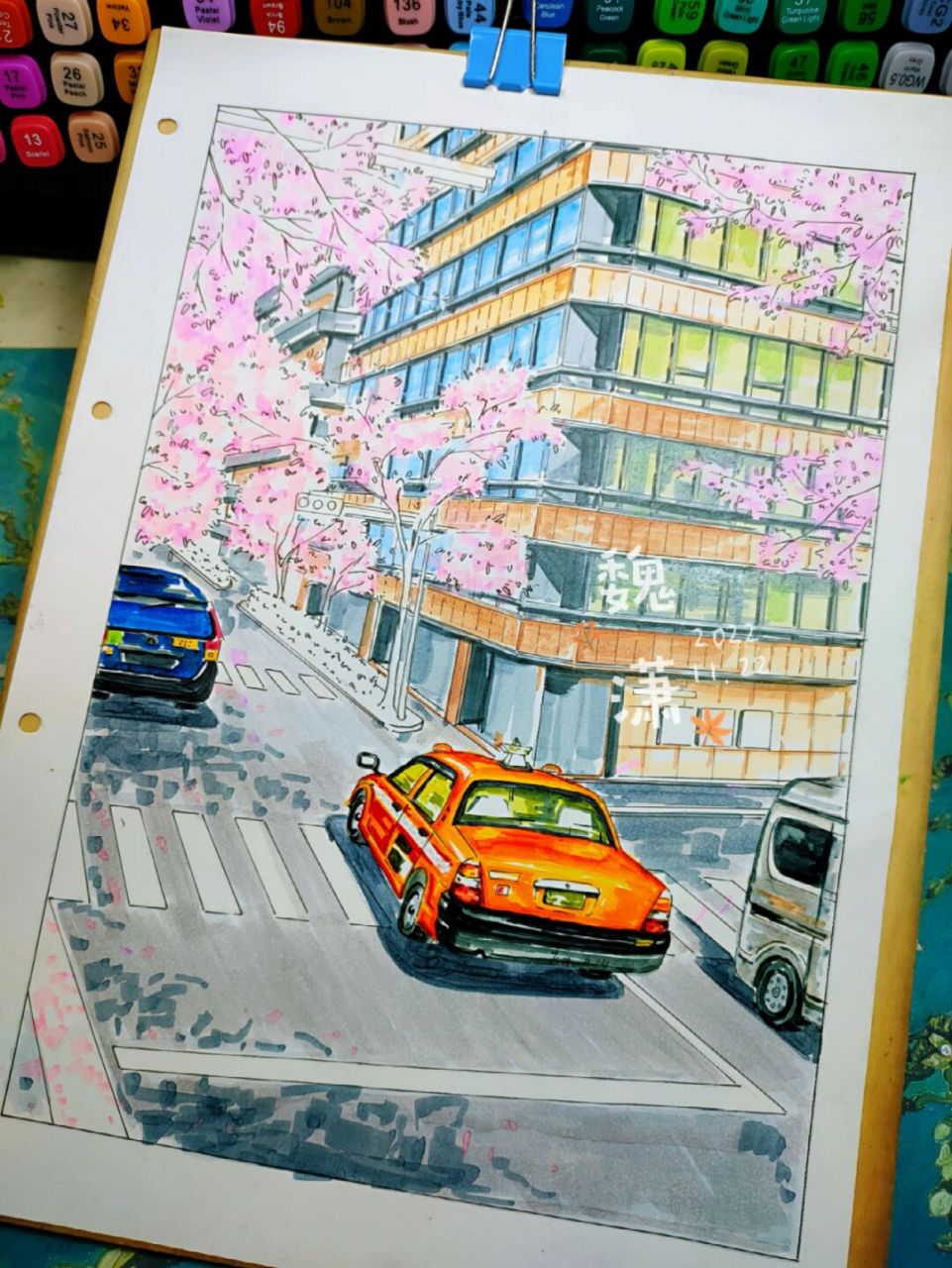 马克笔风景画(街景–穿行) #马克笔绘画# #马克笔画# #马克笔教程