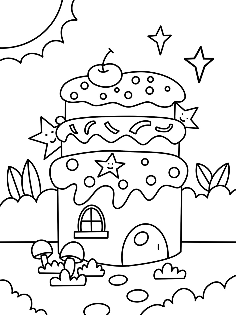 蛋糕屋 蛋糕房子 房子 创意画 儿童画 简笔 