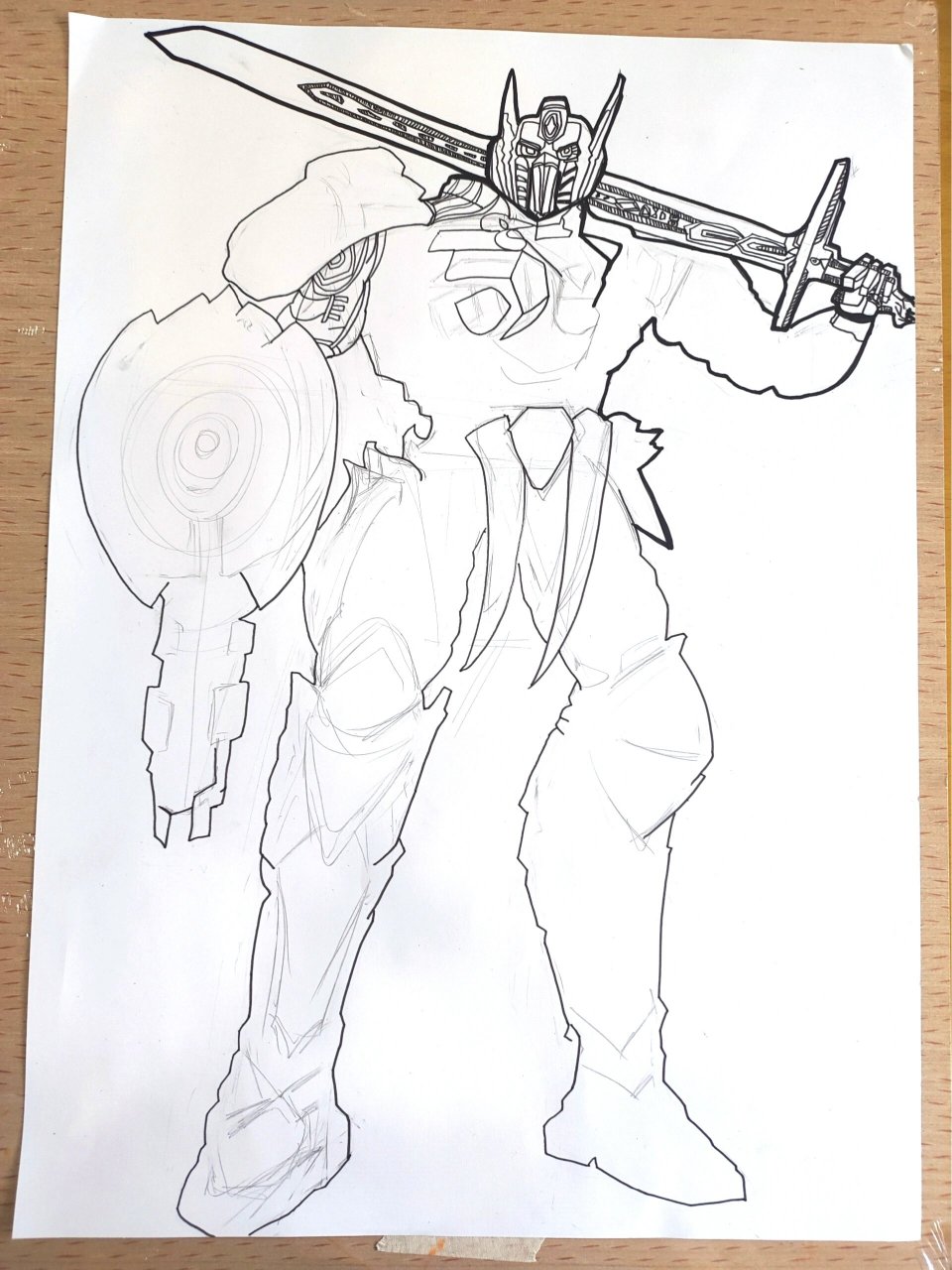 黑白线描练习 变形金刚 变形金刚擎天柱.酷酷的大男孩,完美的身材.