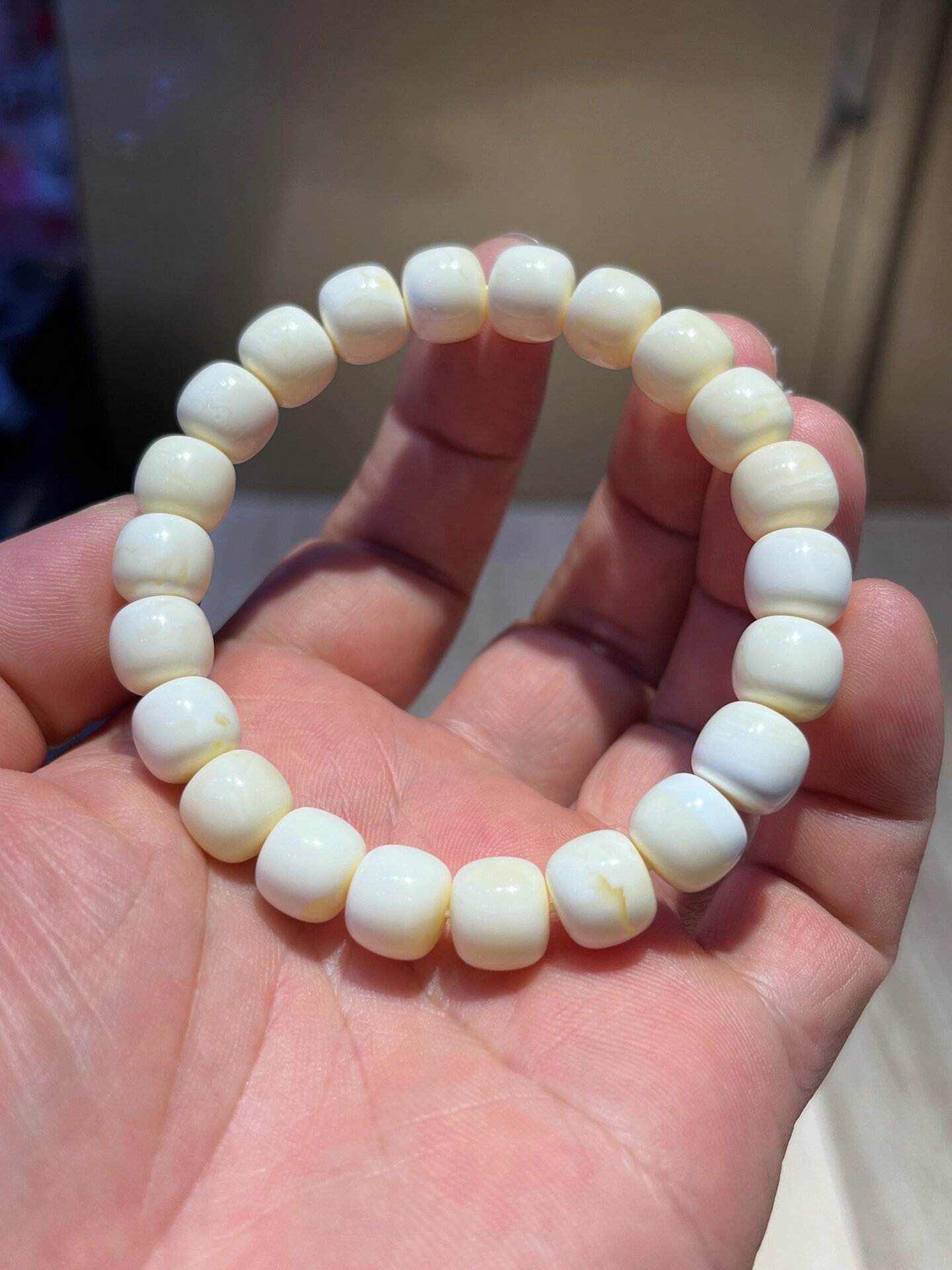 瓷白蜜蜡老型手串 臻品 12克!9.8*8.