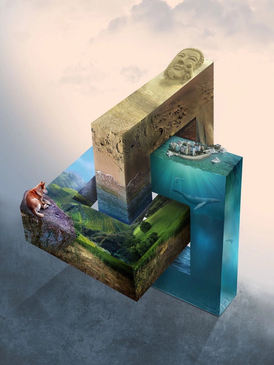 素材|矛盾空间 在平面构成里,现实生活中不存在,在二维空间里运用前