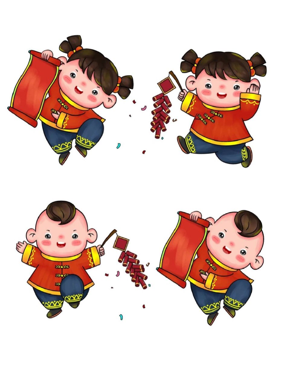 素材分享|国潮风可爱q版福娃手绘插画 宝子们,大家好.