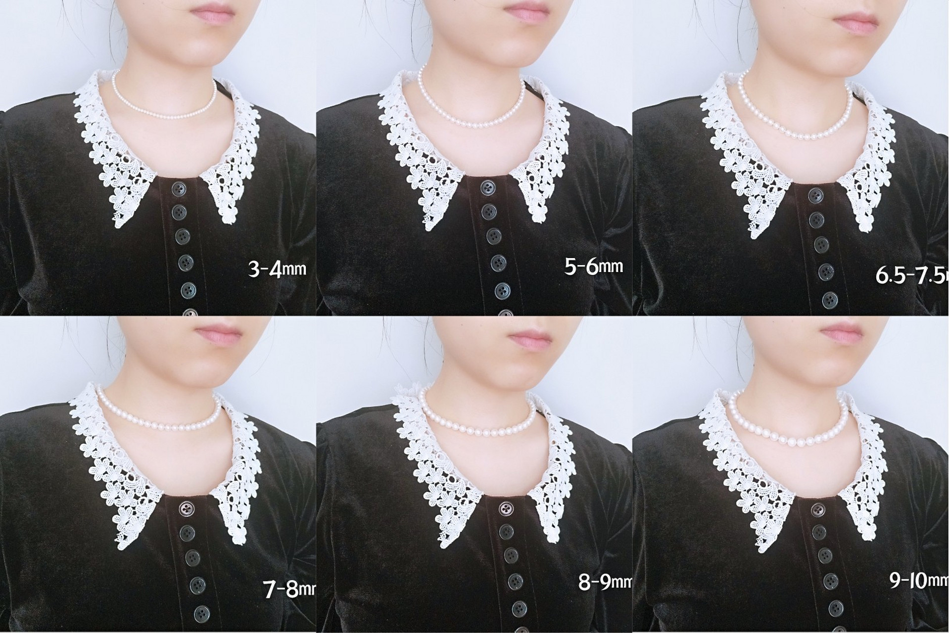 珍珠项链大小对比试戴 对于珍珠项链的大小上身效果一直都是令人困惑