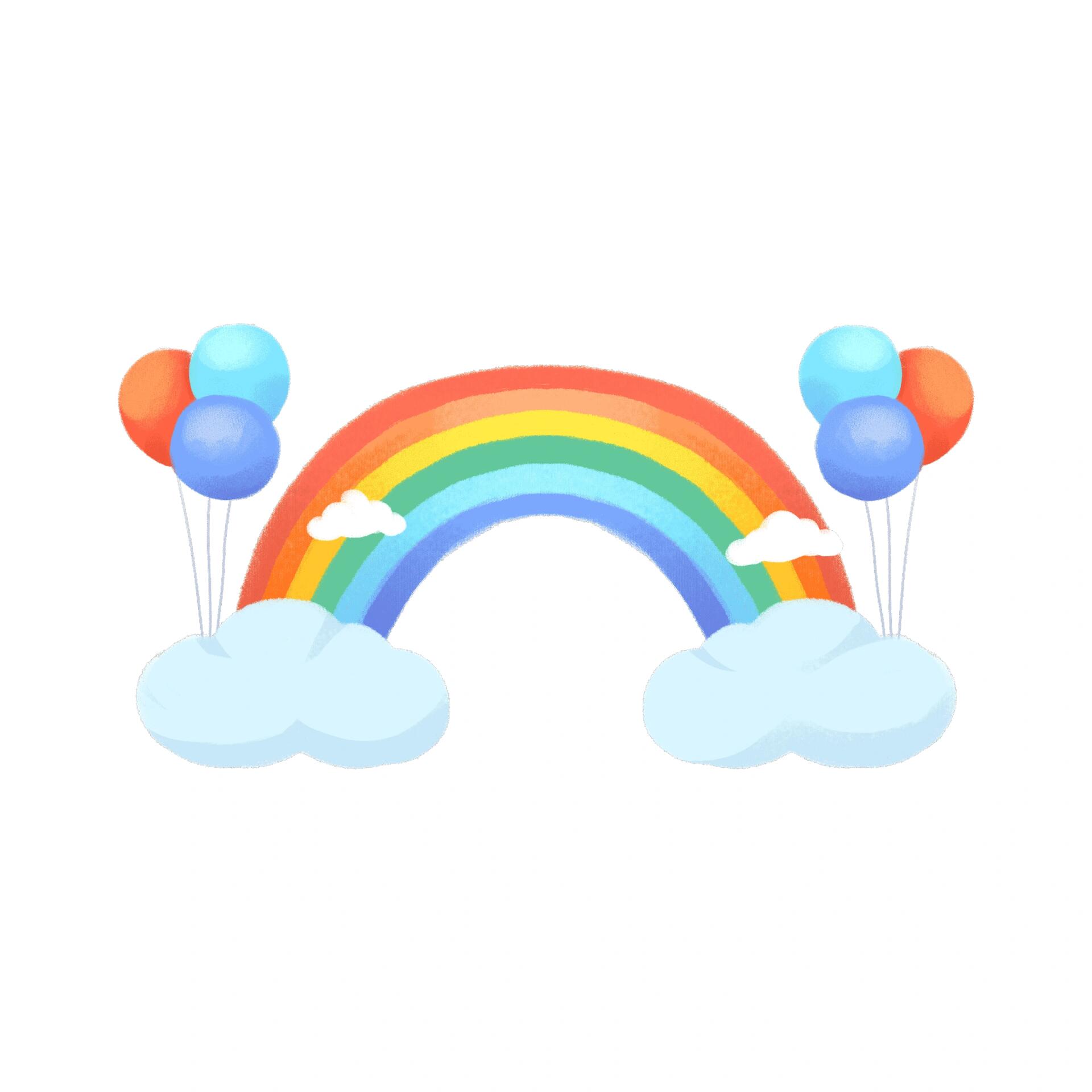 卡通彩虹白云笑脸缤纷png素材