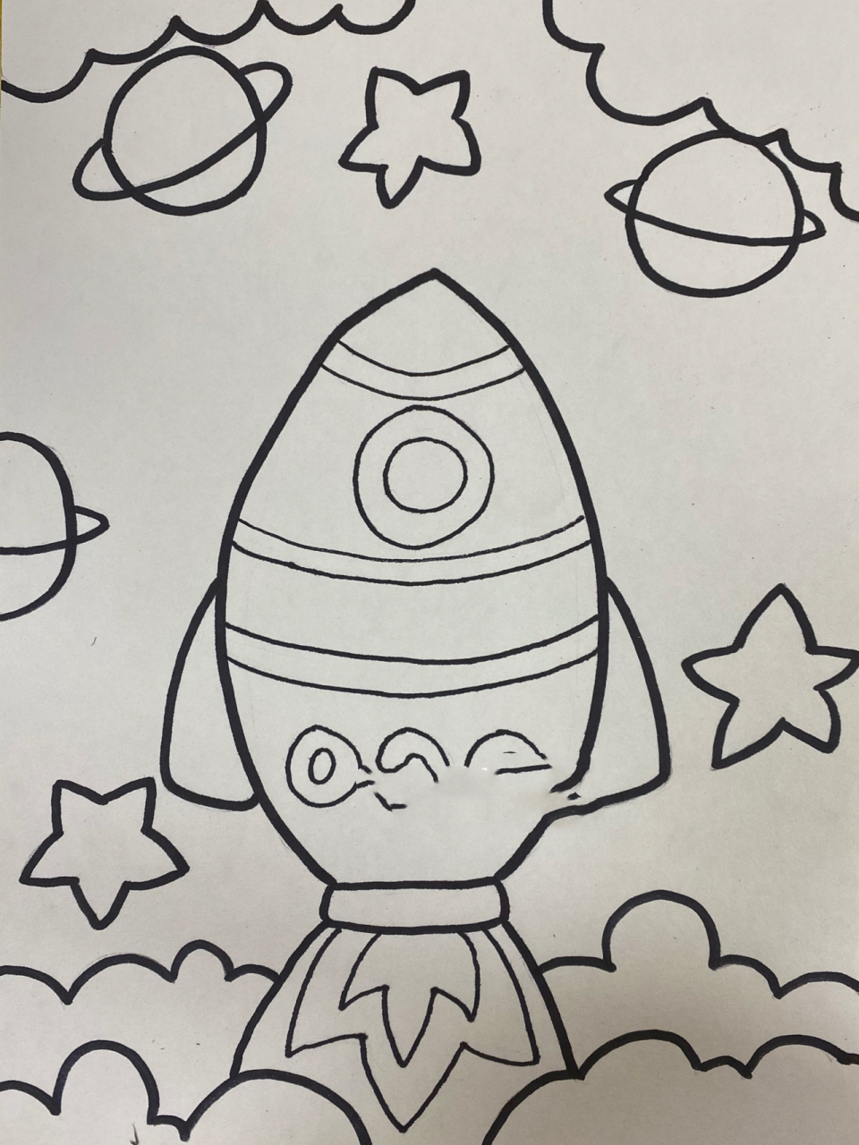 少儿美术|马克笔|飞向太空的小火箭04 1《飞向太空的小火箭04》