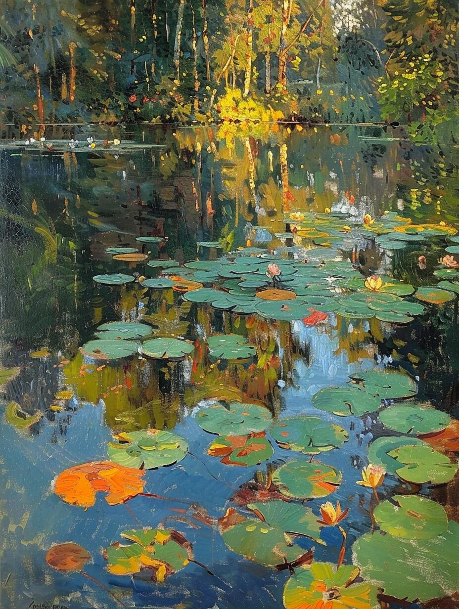 ai油画|荷塘幽梦