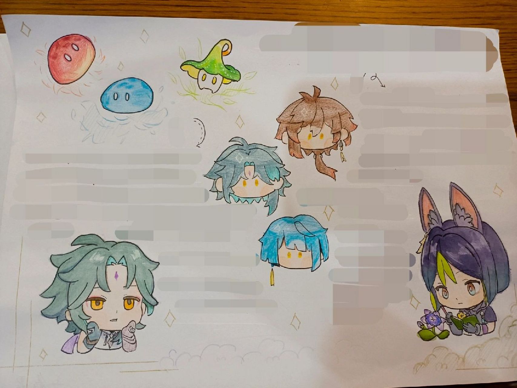 原神手抄报 手抄报 原神魈提纳里 画的不好,不喜也请不要喷