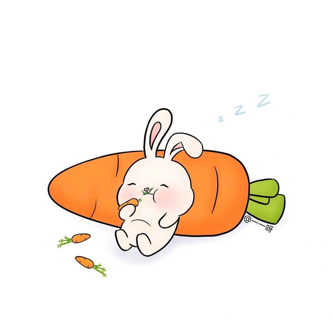 超可爱小兔子|简笔画 枕着胡萝卜睡觉,做梦都是胡萝卜味儿的吧