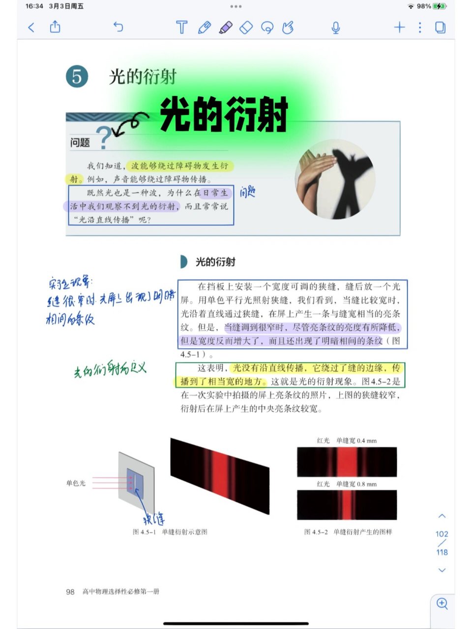 演示—单缝衍射示意图(图4