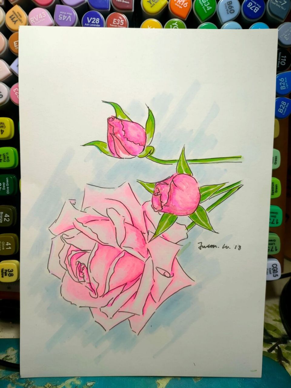 马克笔画玫瑰图片