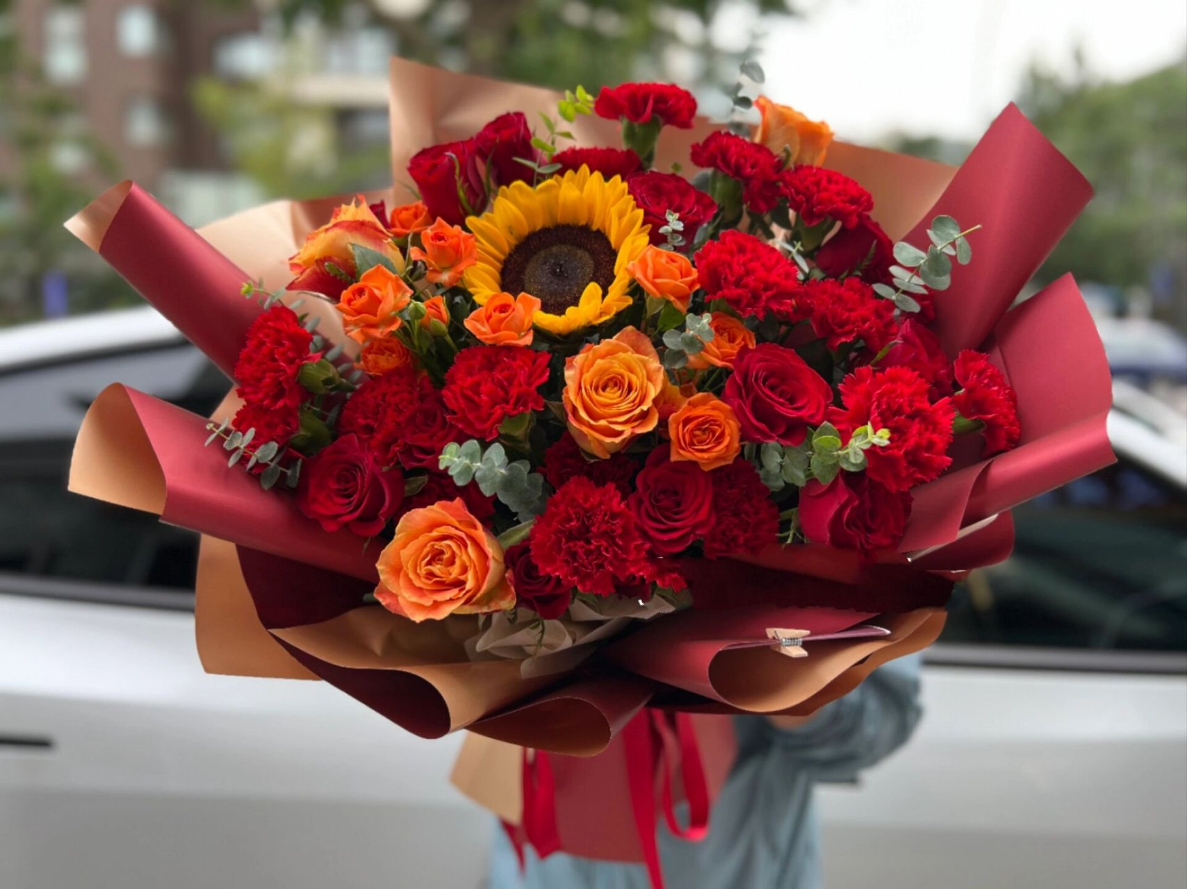 今日客单·北京鲜花店 妈妈生日快乐礼盒/红色系长辈生日花束/蓝色款