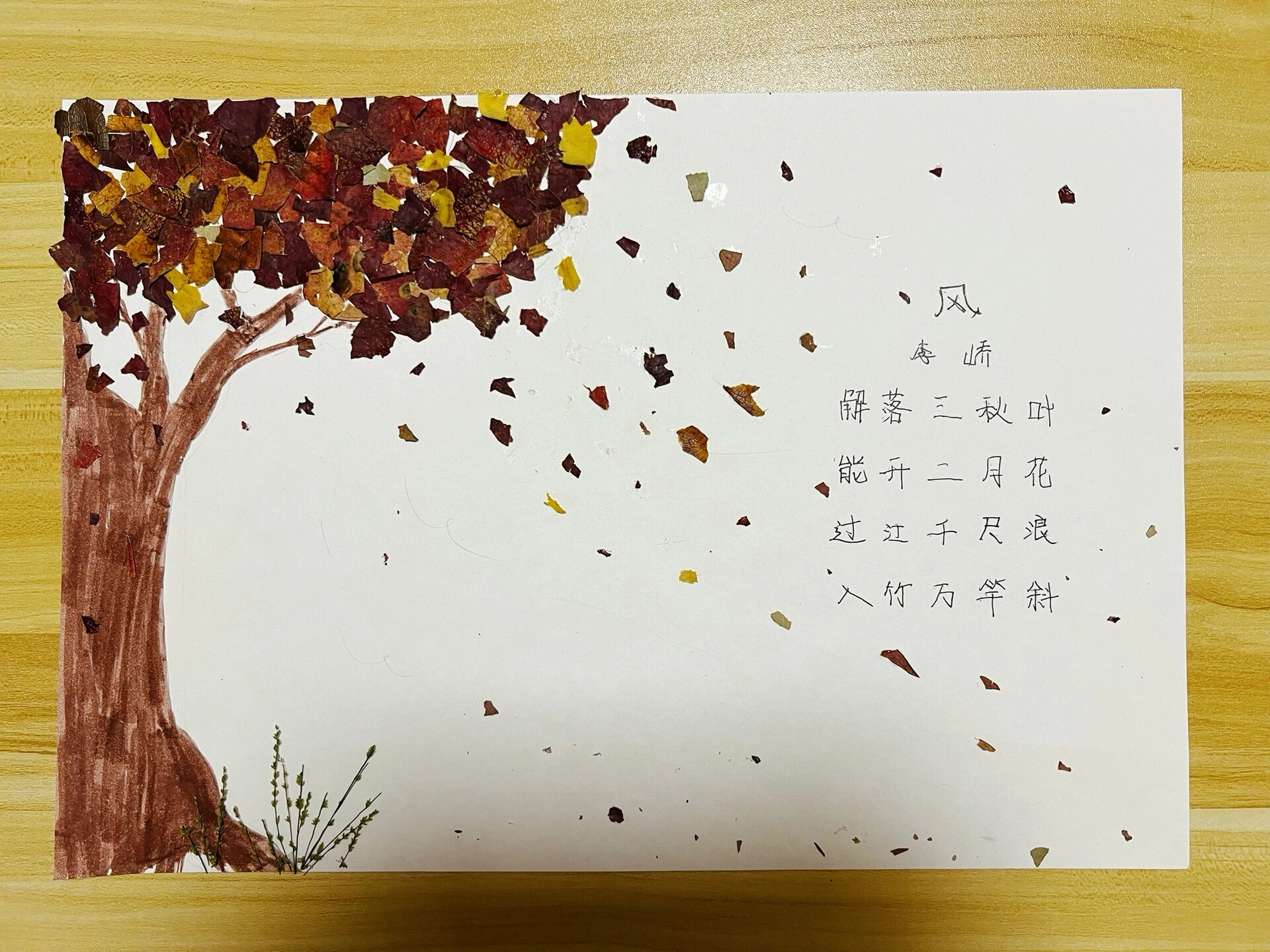 诗配画手抄报,树叶画