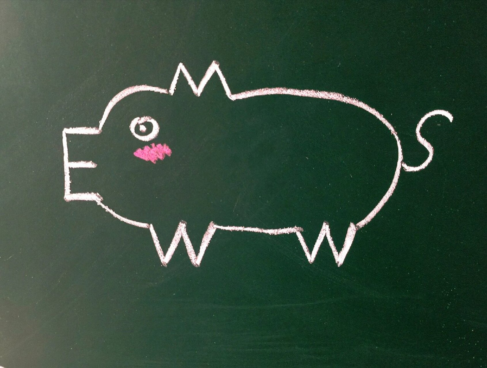 用字母emws这样画猪(pig),秒会! 步骤: 1.先写一个e 2.再写一个m 3.