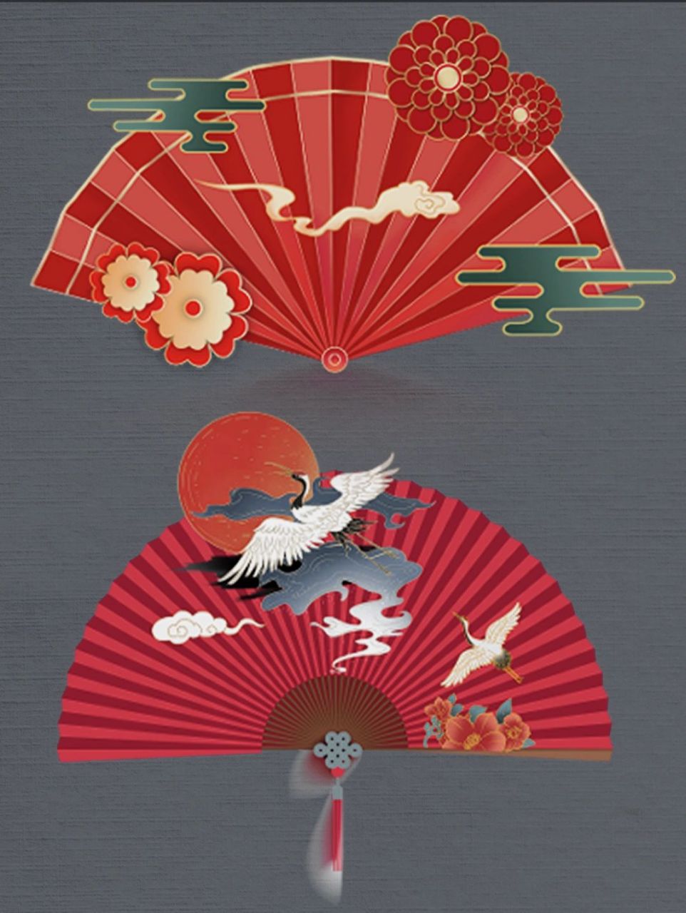 9696宝子们!今天给大家分享一组国潮国风扇子免抠png素材!