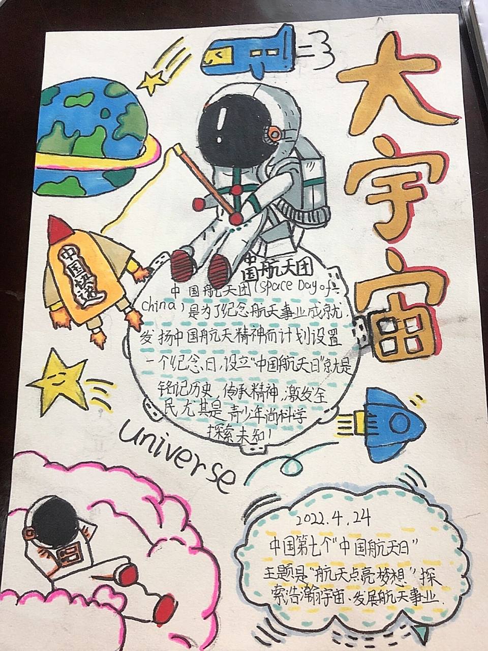 宇宙手抄报来了