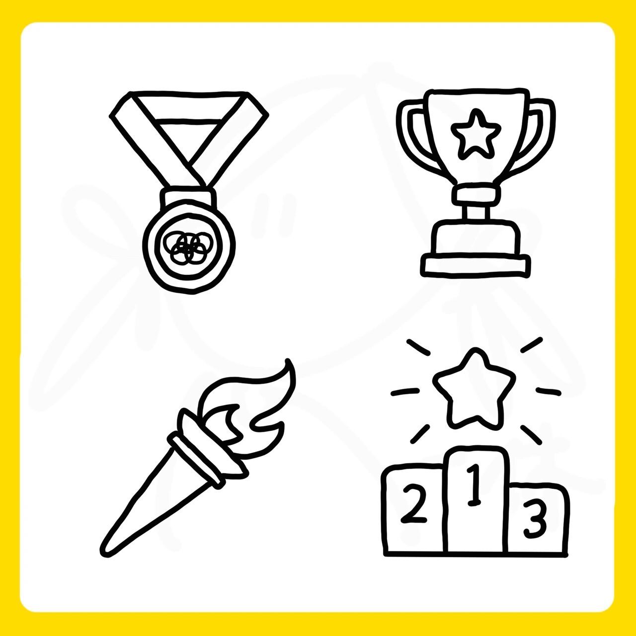 奥运简笔画|手帐素材|零基础|视觉笔记 97奥运会开始啦～ 9515