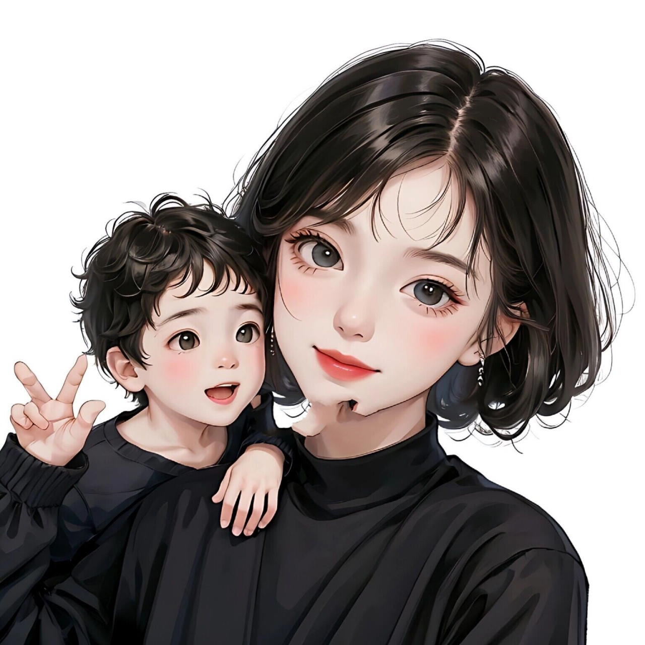 治愈系亲子头像7815妈妈和男宝,小调皮05 原创图片,请勿转载,如