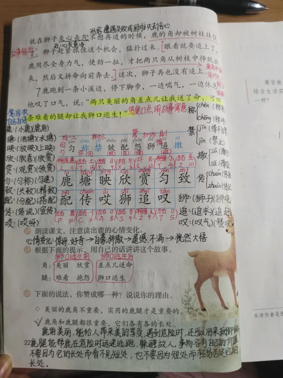 三年级下册语文第七课《鹿角和鹿腿》  希望对大家有帮助