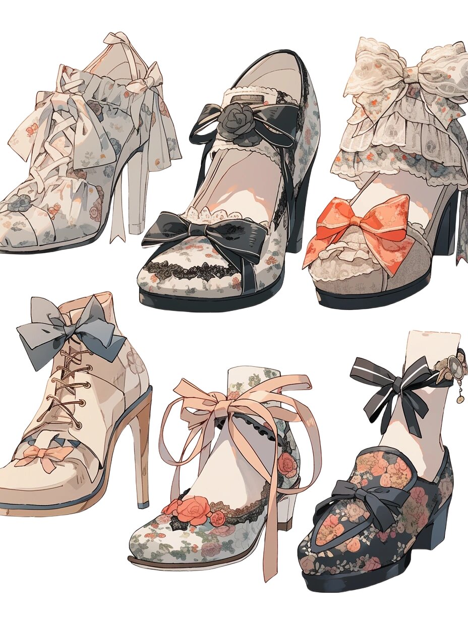 鞋子|oc高跟鞋穿搭设计洛丽塔手帐素材2弹