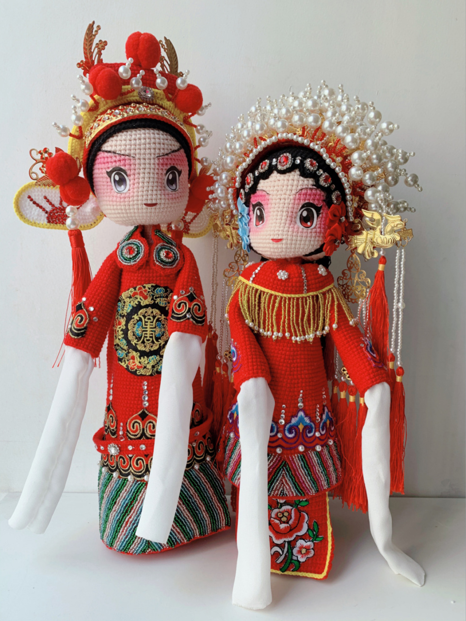 重工钩针珠绣婚礼娃娃龙凤呈祥 很久没出婚娃了 适合新婚送礼 #diy