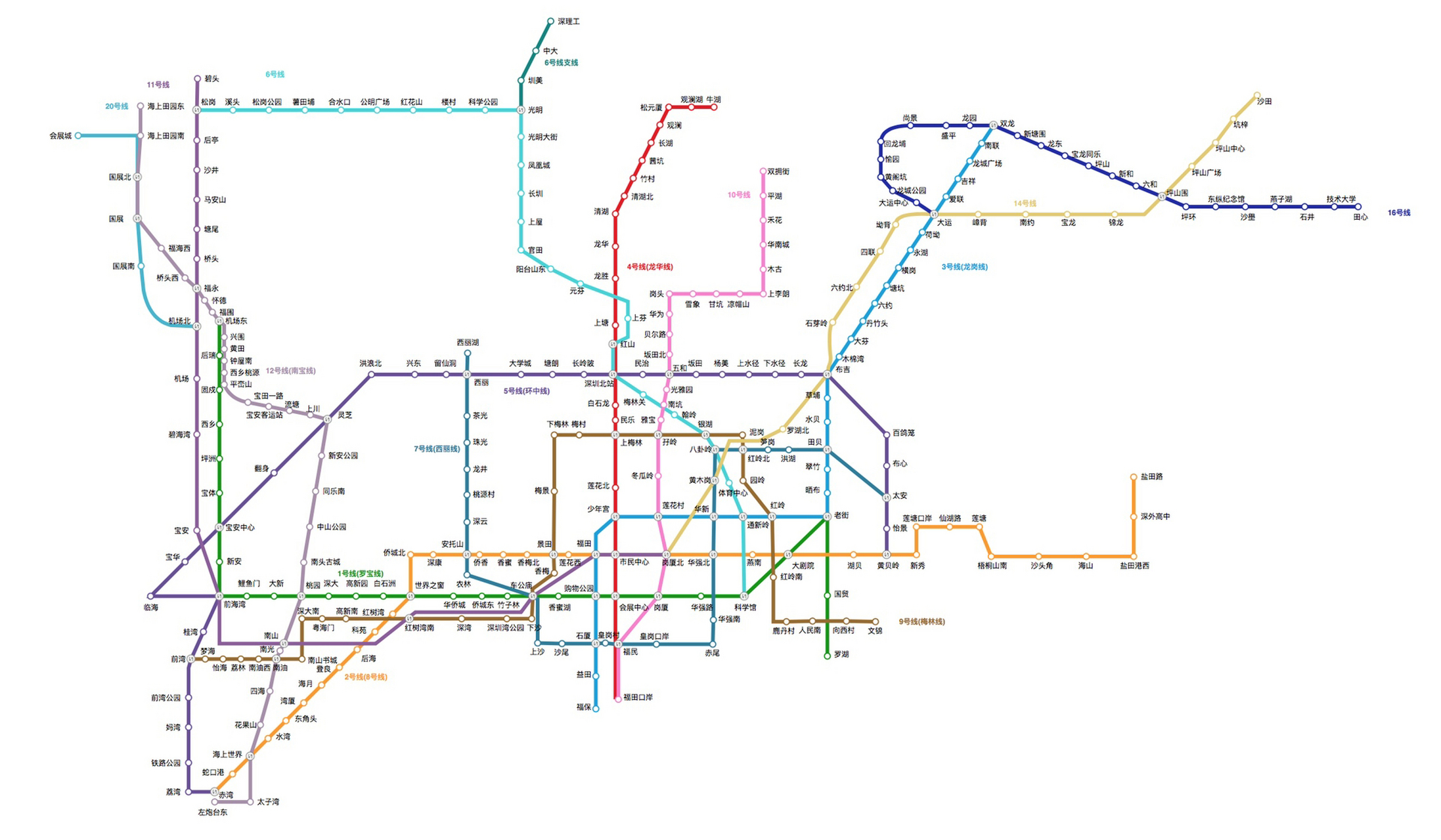 深圳地铁最新高清图 截止20230301 包含新线14号线