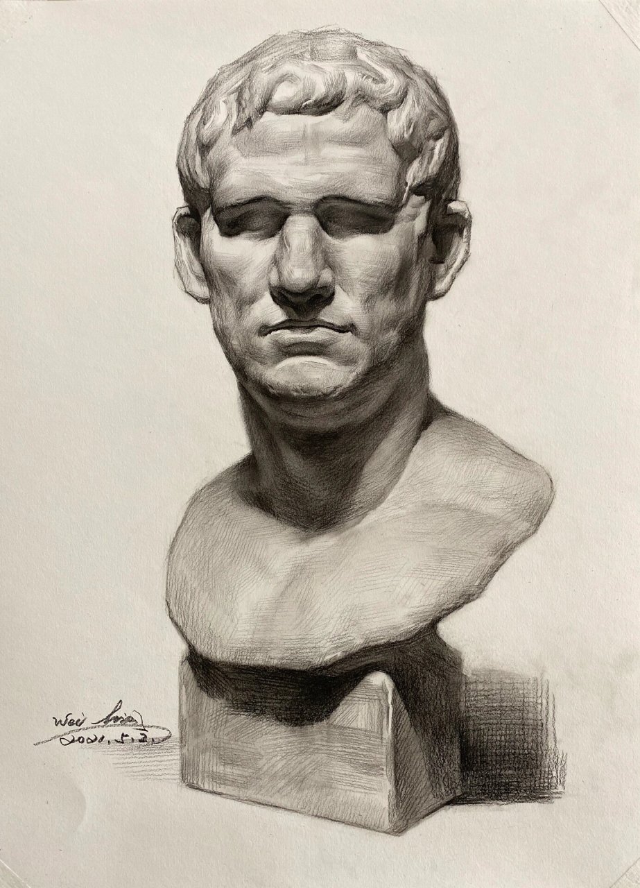 多角度《阿格里巴》石膏头像素描