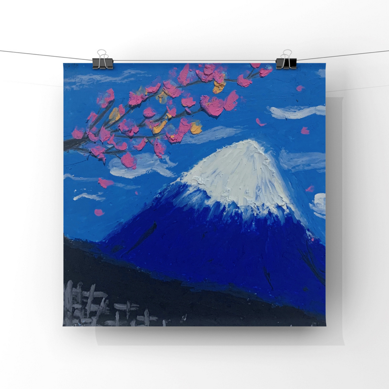 富士山简笔画 彩色图片