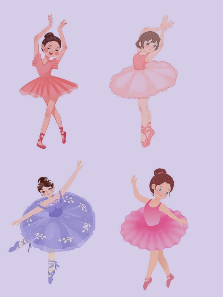 免抠素材‖手绘卡通可爱女孩芭蕾舞蹈人物
