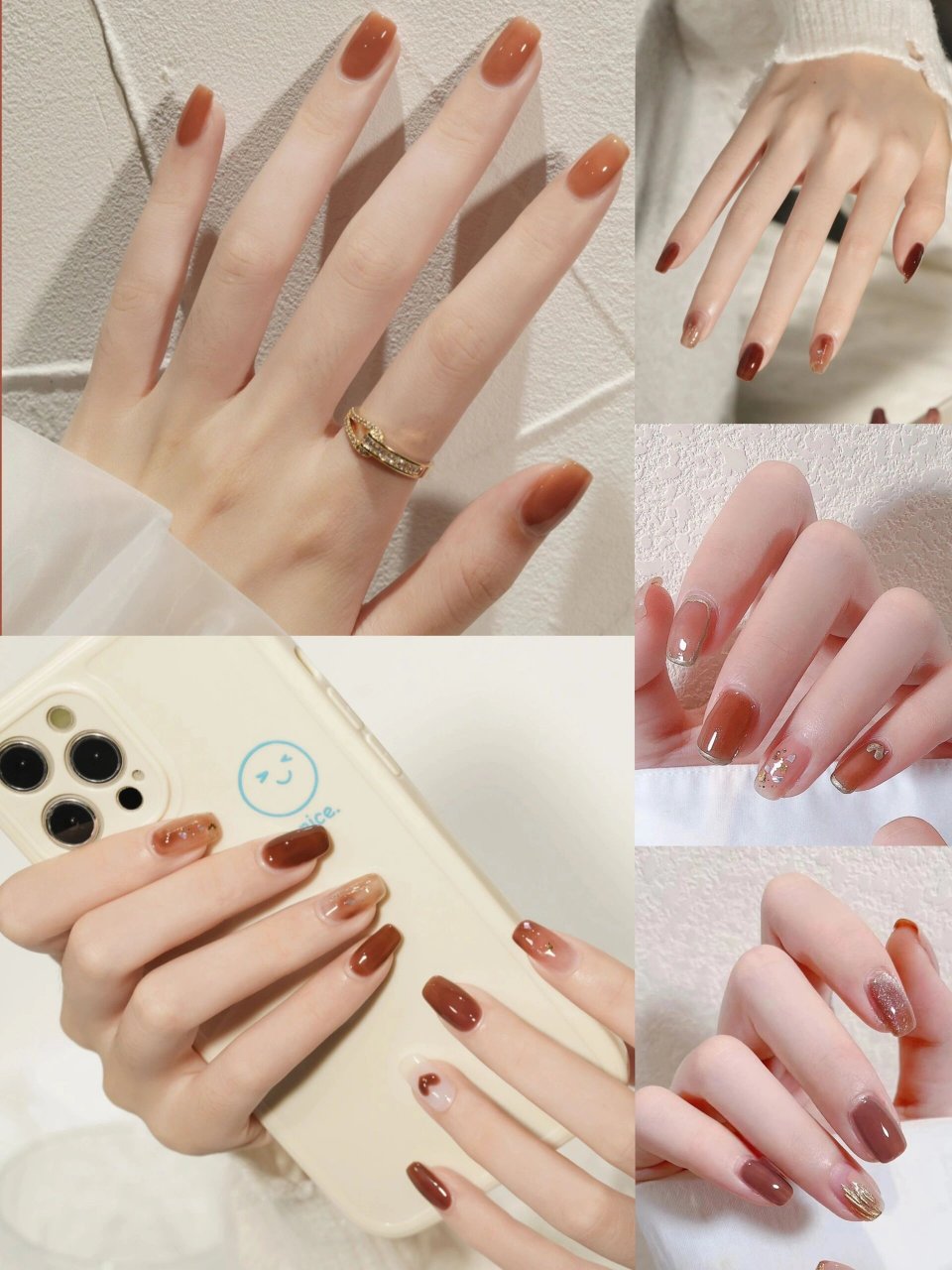 纯色高级美甲合集,配色巨显手白