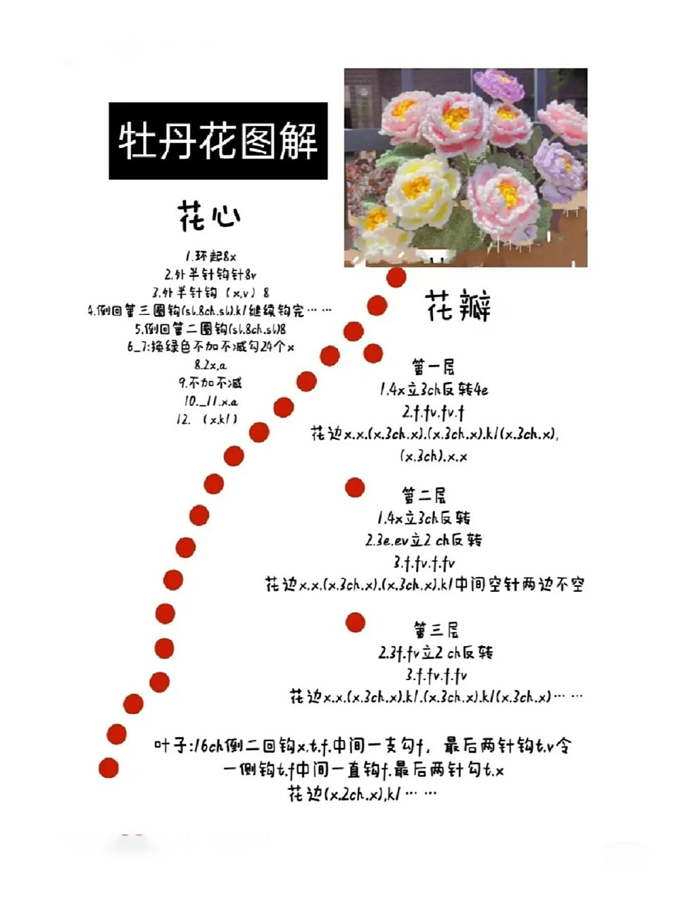 牡丹花钩织(附图解) 牡丹花钩织(附图解)