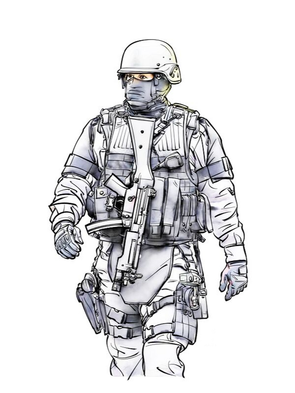 《特种部队11》 钢笔淡彩人物画 白描 速写