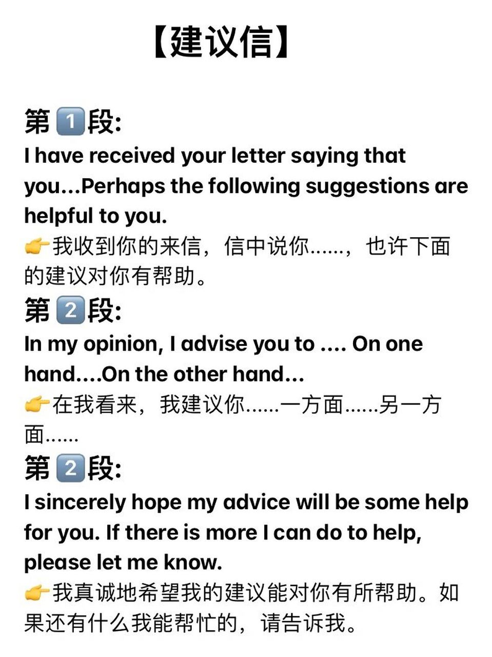 提出建议与改进措施并给予忠告. 3. 表达希望采纳