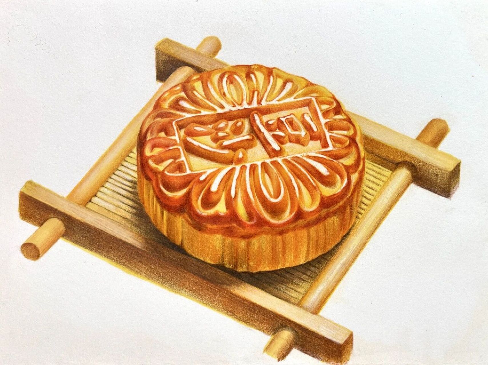 04首先用了马克笔打底了,把月饼高光的地方留出来,我个人不太喜欢用