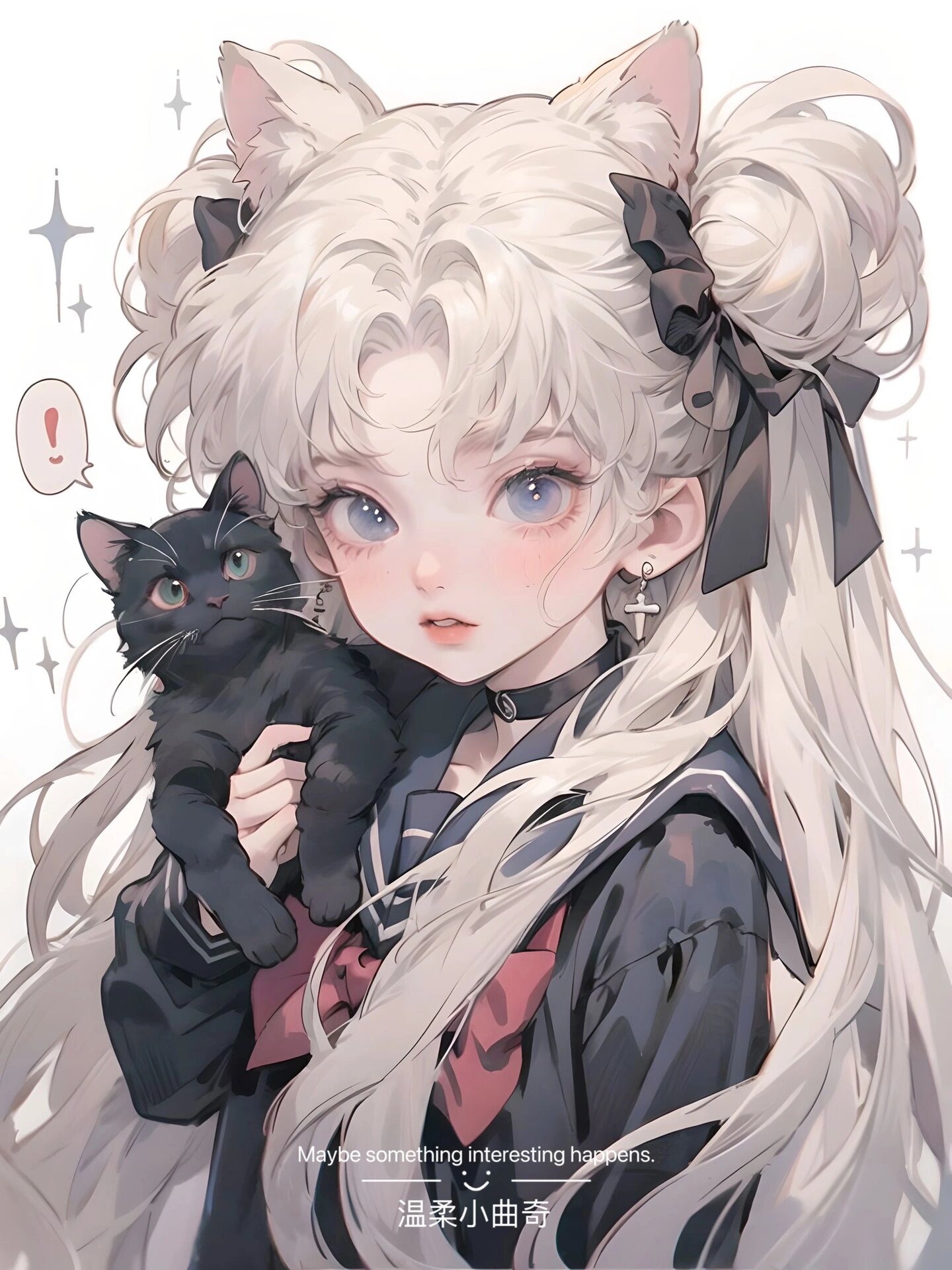 美少女战士手机壁纸 | 甜酷可爱| 抱猫少女