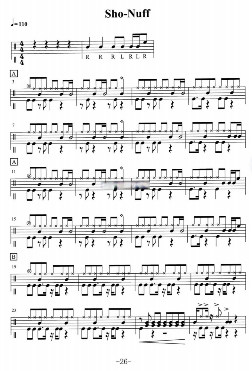 架子鼓#分享个适合比赛的谱子《sho nuff》,音乐可以私信我听啊