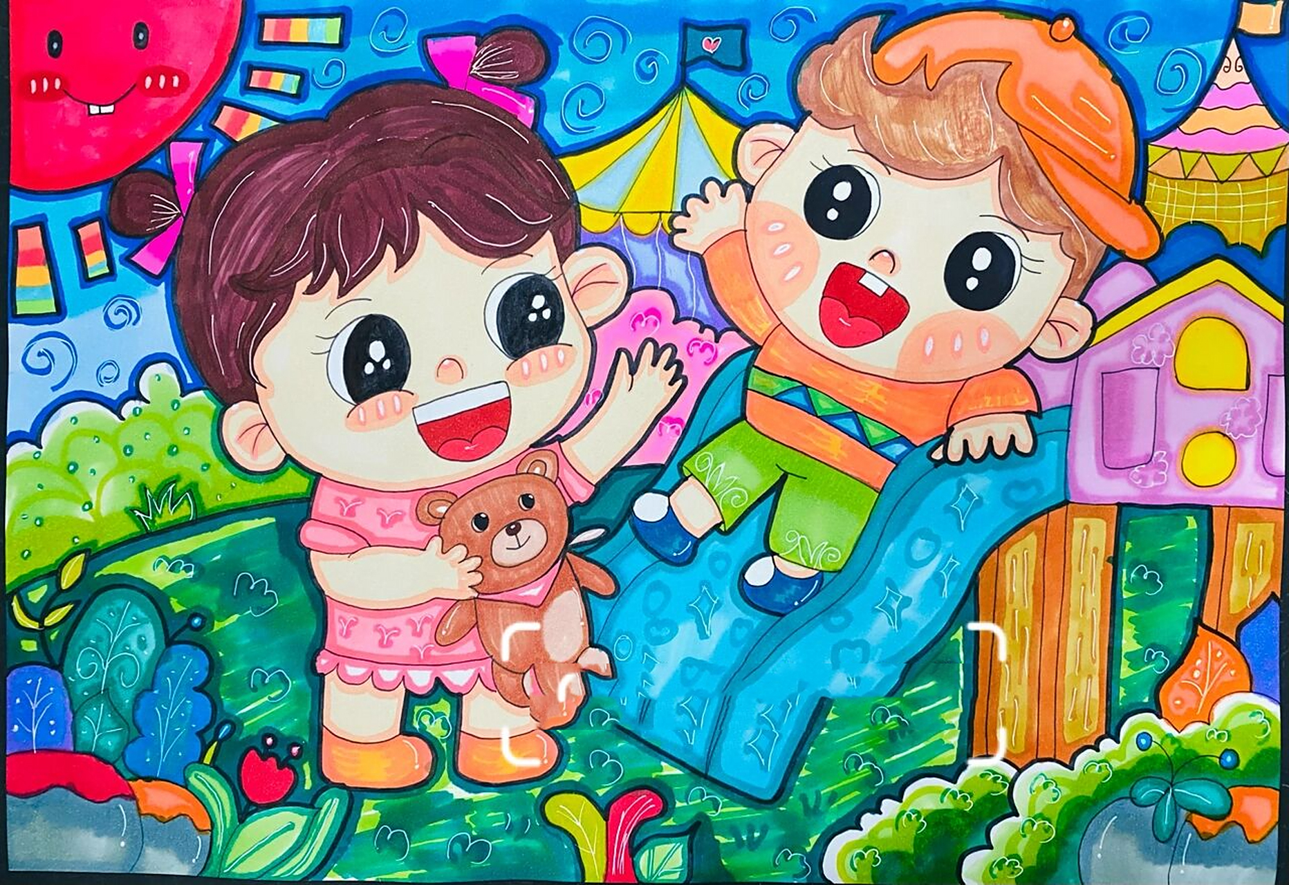 我爱幼儿园主题画|儿童画|简笔画 我爱幼儿园主题,幼儿园一角