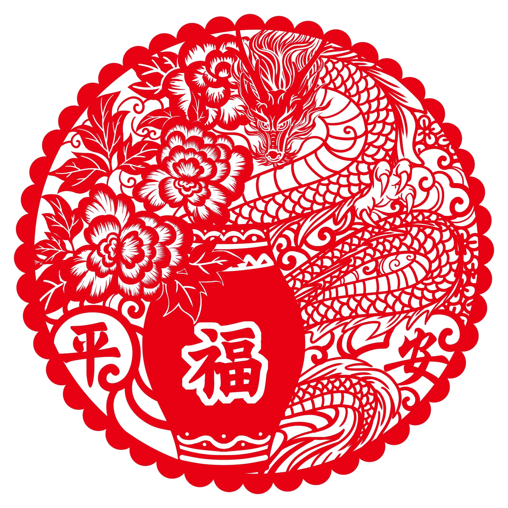 国风 | 龙年剪纸窗花 9494今日素材9494 93中国风 龙年剪纸