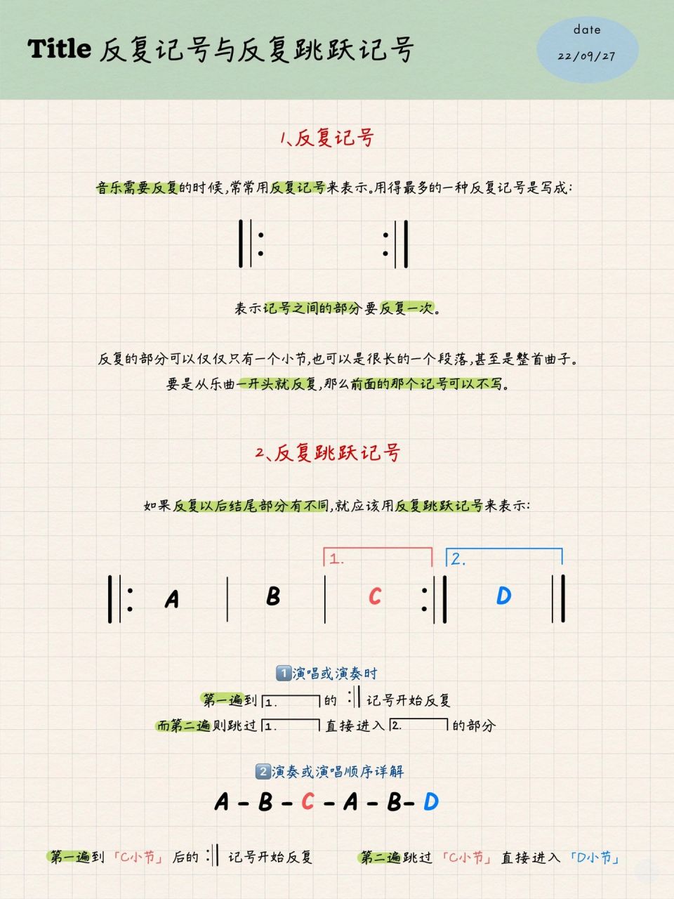 0基础乐理入门 90 反复记号与反复跳跃记 今天带来的乐理知识是