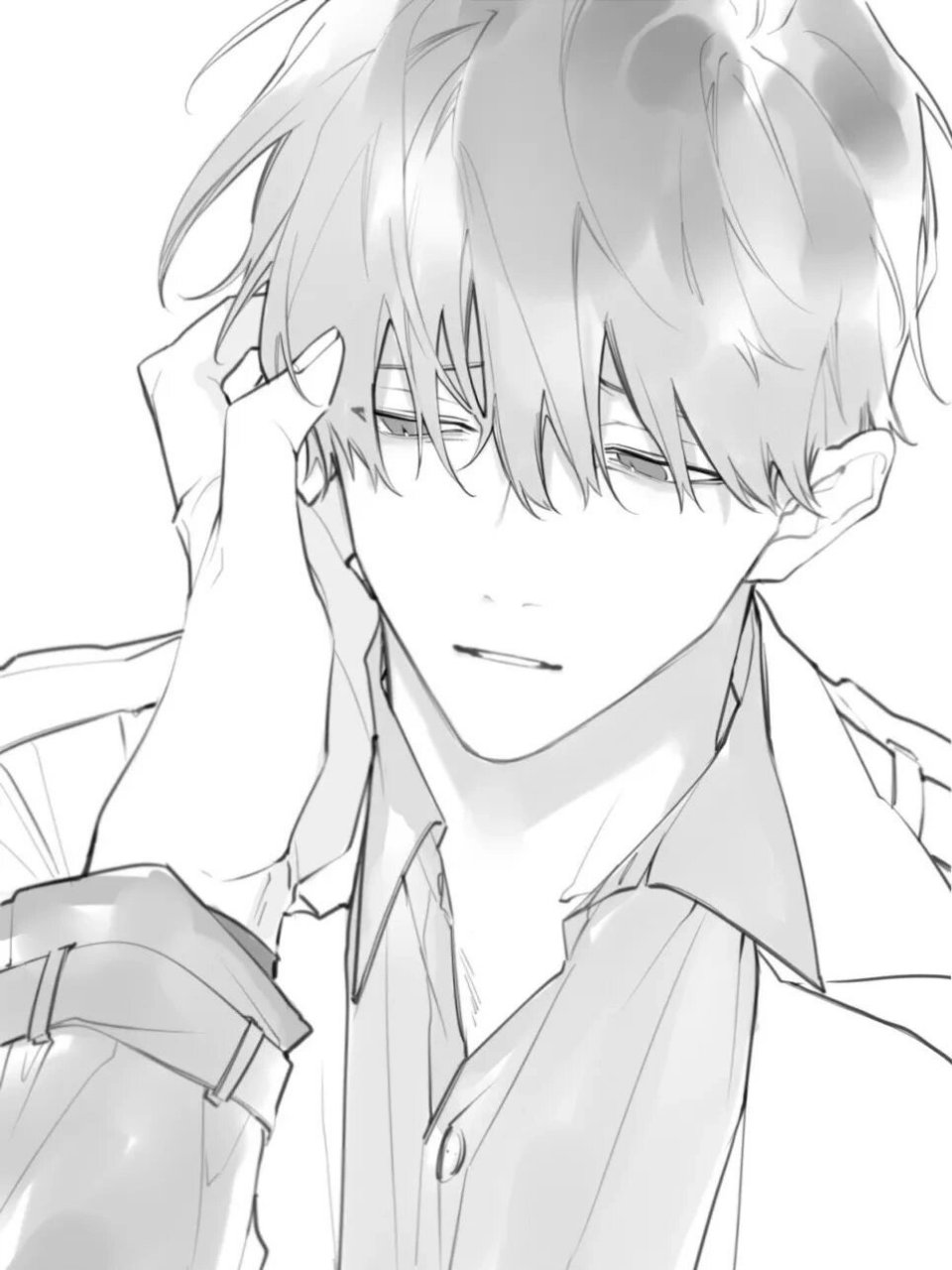 绘画素材|超全帅哥线稿模板!