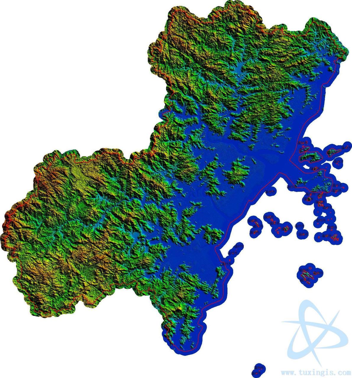 温州市地形图 温州市位于浙江省东南部,东临东海,据《浙江通志》引