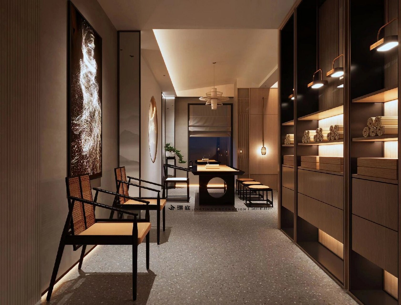 廿一今天分享的是90㎡新中式私人小型会所  	 私人会所现在不仅是