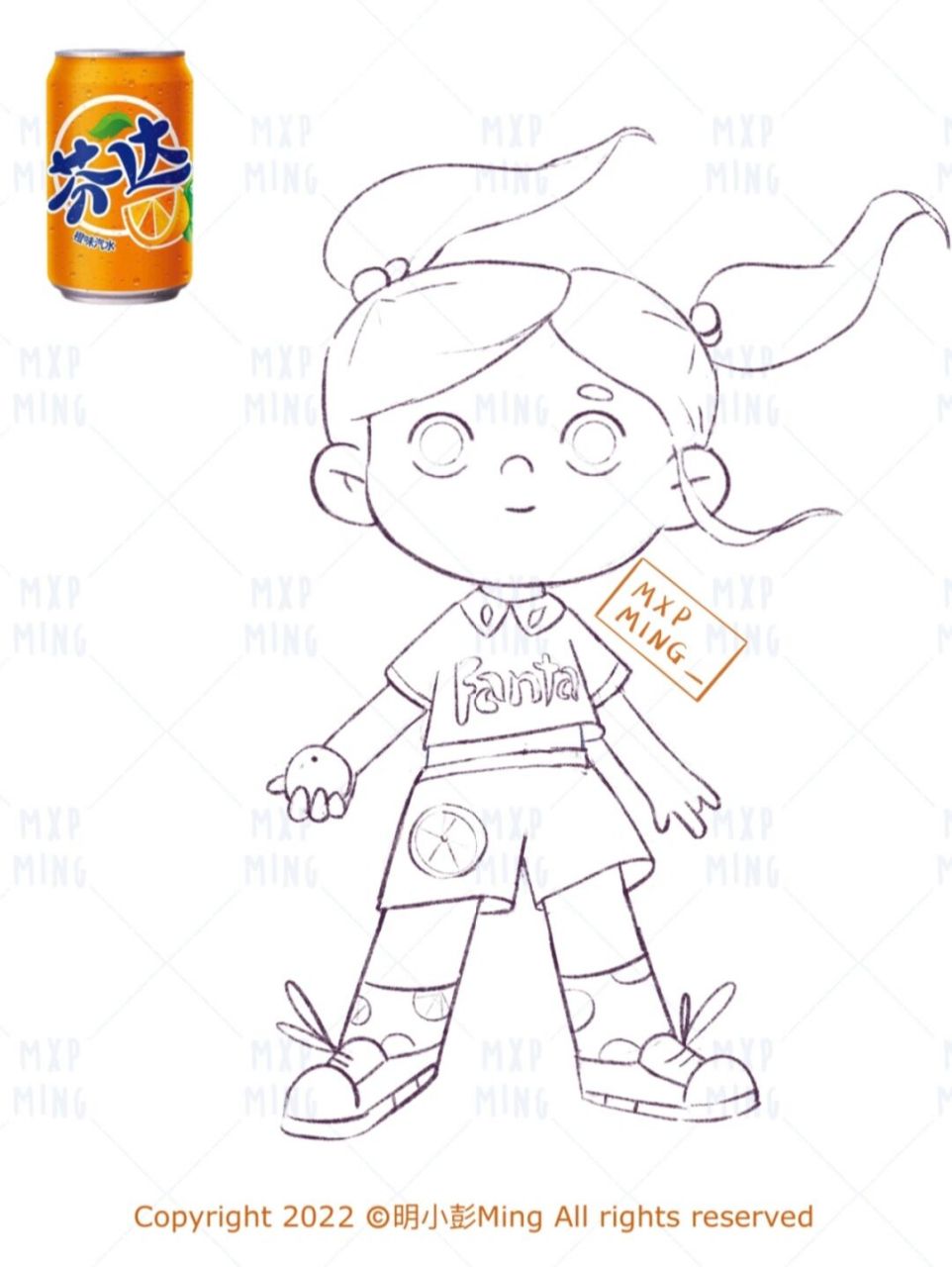 芬达拟人|直播图|饮料拟人【2/4】附线稿 今天上午直播画的芬达拟人!
