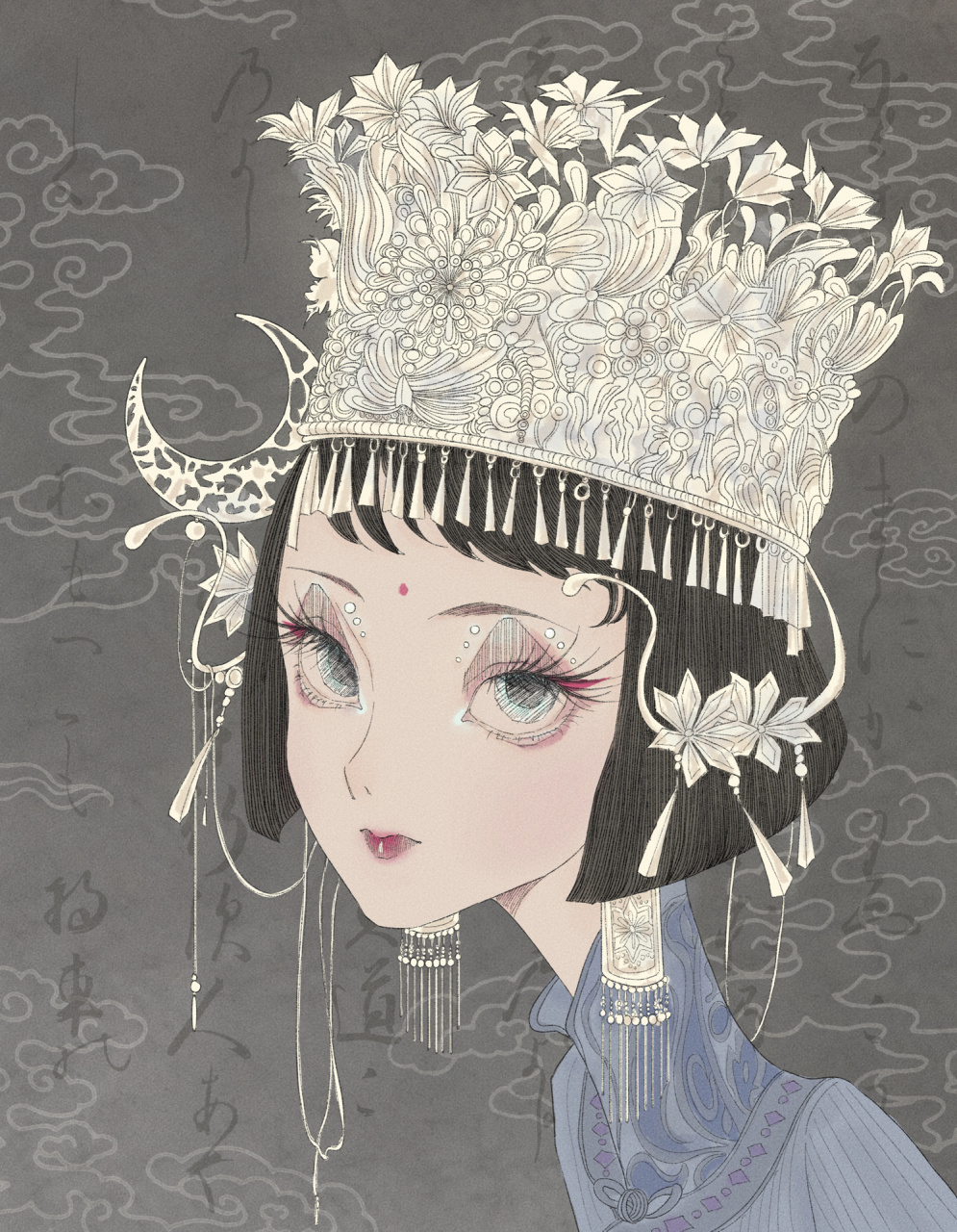 工笔插画|《苗疆少女》sketchbook/procreate 老人常