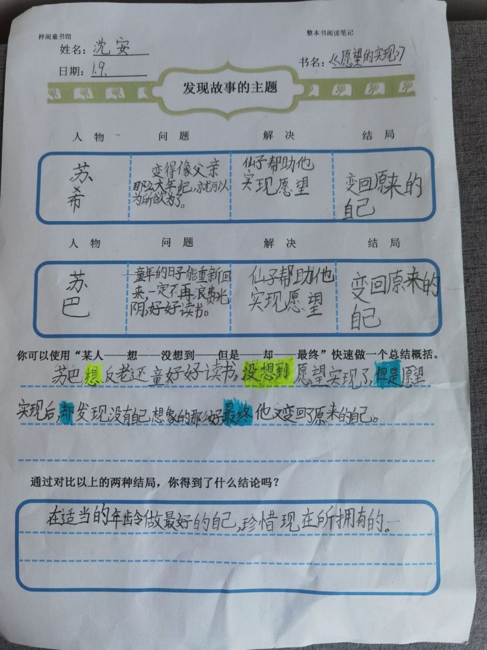 二年级快乐读书吧《愿望的实现》读书笔记 二年级快乐读书吧《愿望的